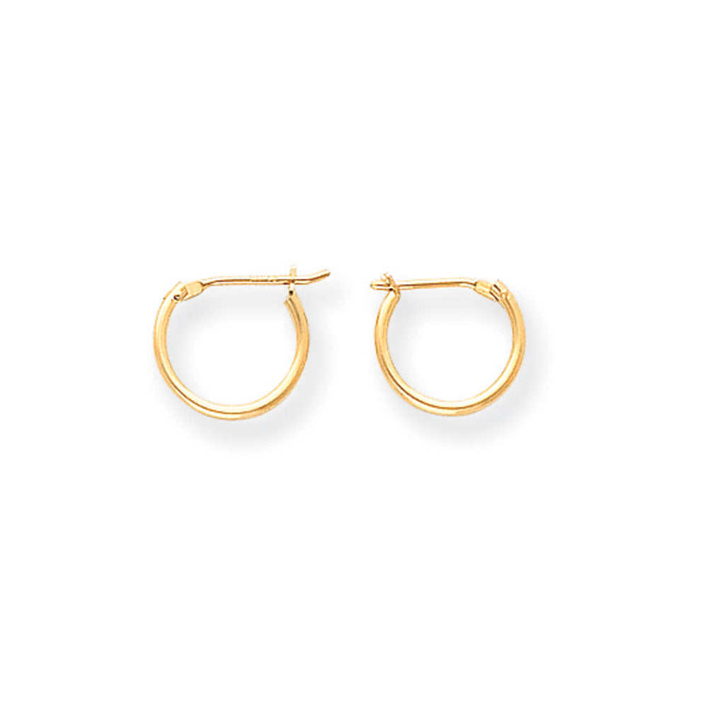 11mm Children&#39;s Hinged Post Hoop Earrings in 14k Yellow Gold, Item E10091 by The Black Bow Jewelry Co.