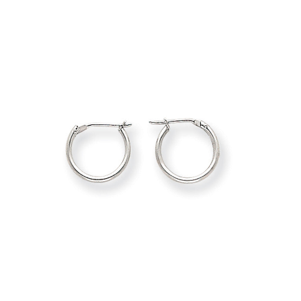 11mm Children&#39;s Hinged Post Hoop Earrings in 14k White Gold, Item E10092 by The Black Bow Jewelry Co.