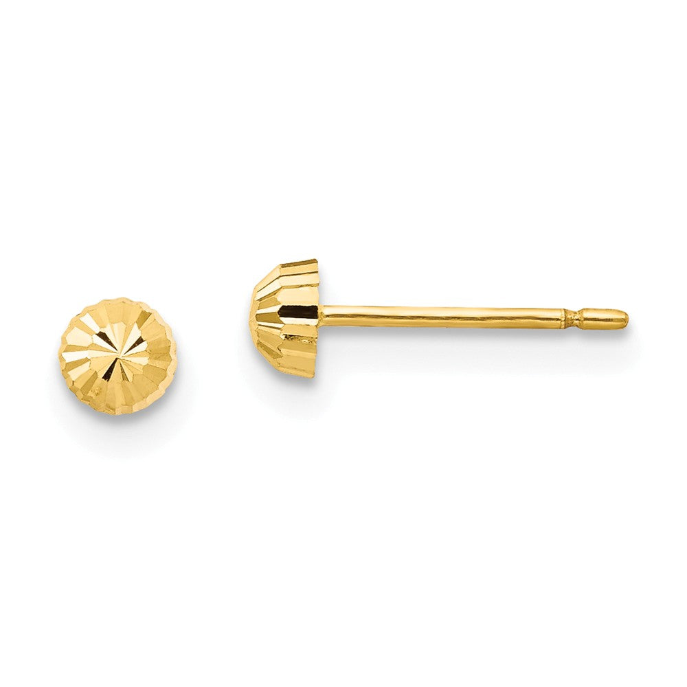 3mm Diamond-cut Half-Ball Post Earrings in 14k Yellow Gold, Item E10179 by The Black Bow Jewelry Co.