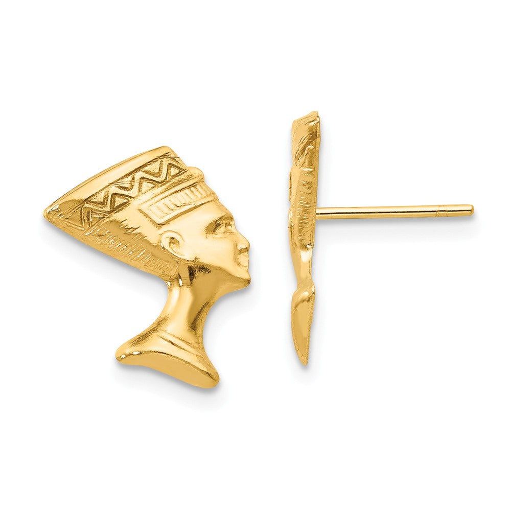 Polished Nefertiti Post Earrings in 14k Yellow Gold, Item E10429 by The Black Bow Jewelry Co.