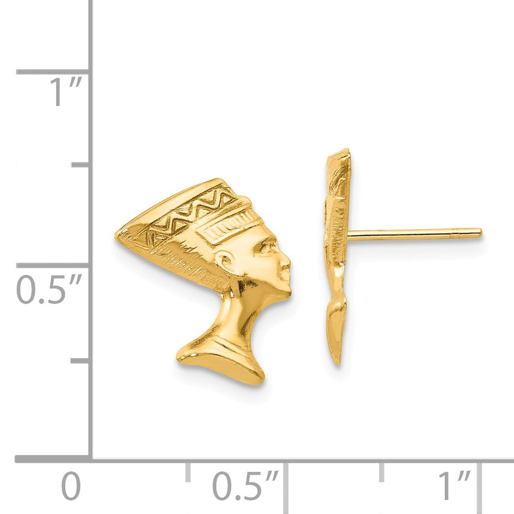 Alternate view of the Polished Nefertiti Post Earrings in 14k Yellow Gold by The Black Bow Jewelry Co.