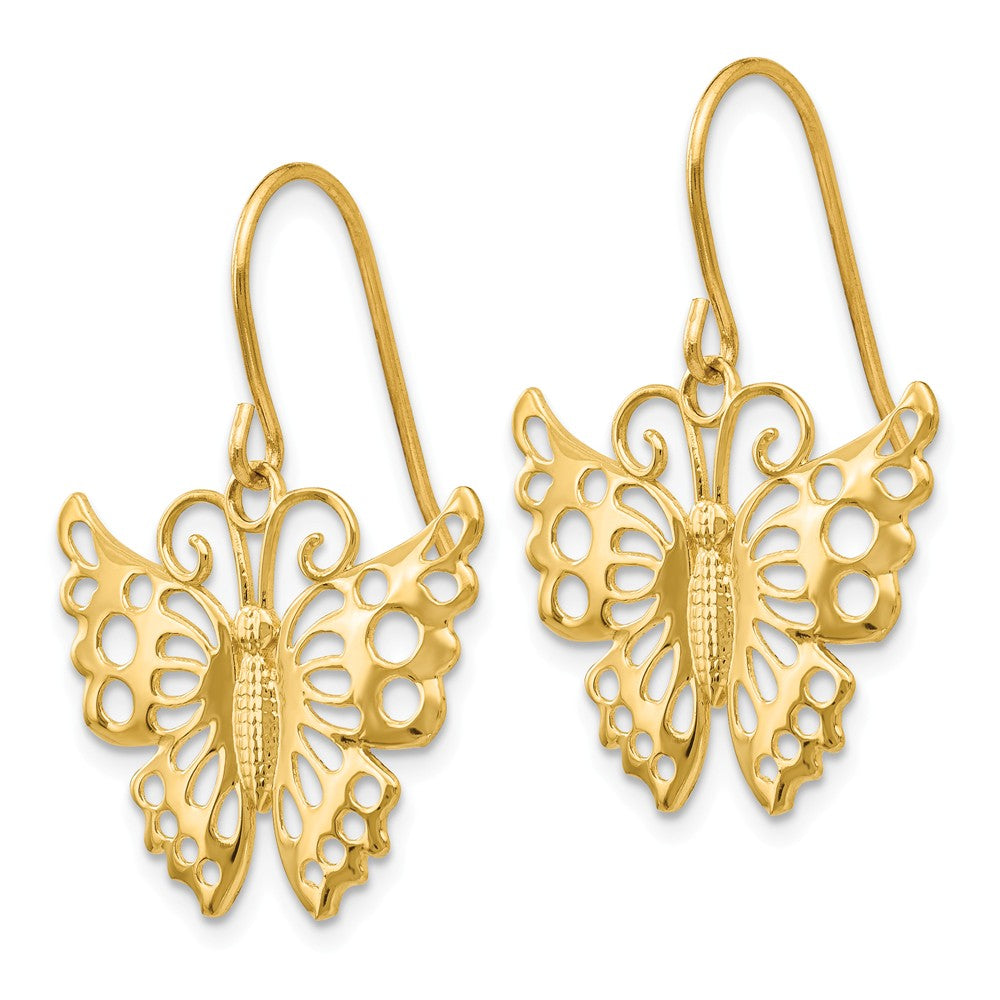 Butterfly dangle earrings 14k yellow deals gold