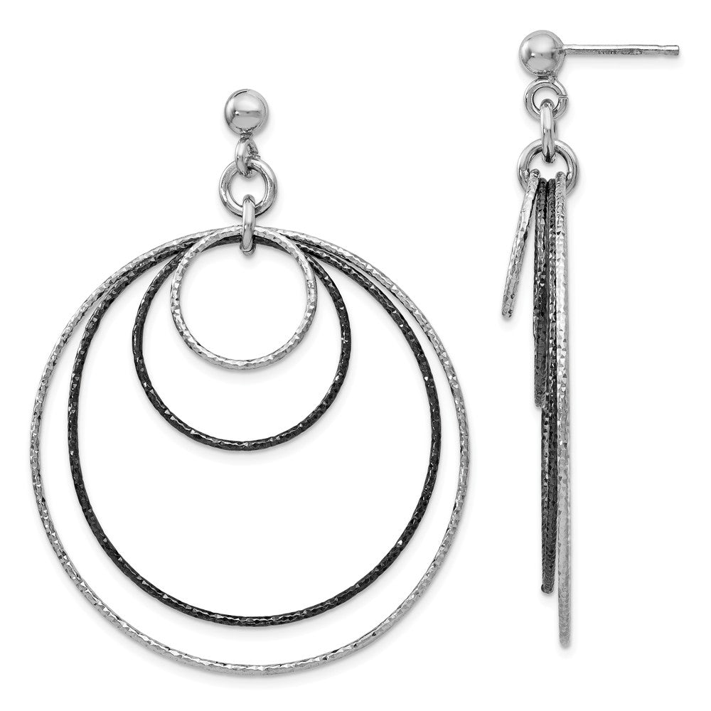 Two-Tone Diamond-cut Multi Circle Dangle Earrings in Sterling Silver, Item E11210 by The Black Bow Jewelry Co.