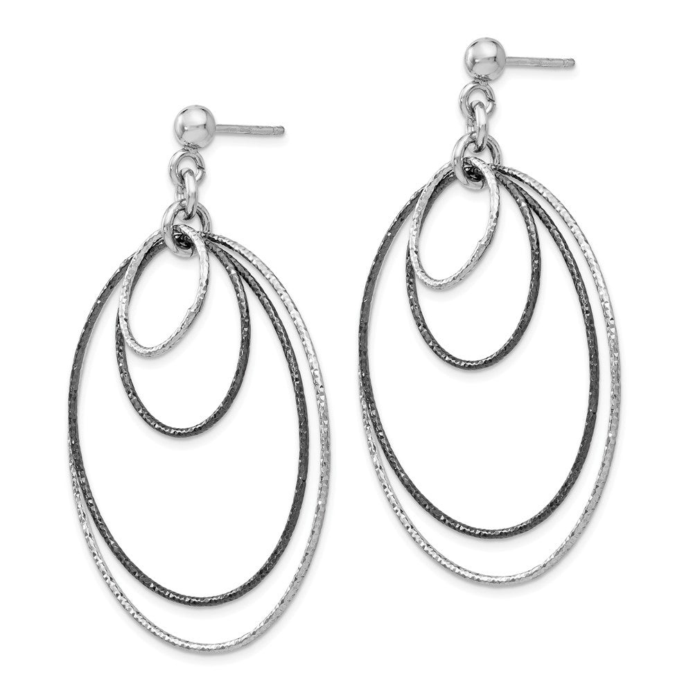 Alternate view of the Two-Tone Diamond-cut Multi Circle Dangle Earrings in Sterling Silver by The Black Bow Jewelry Co.