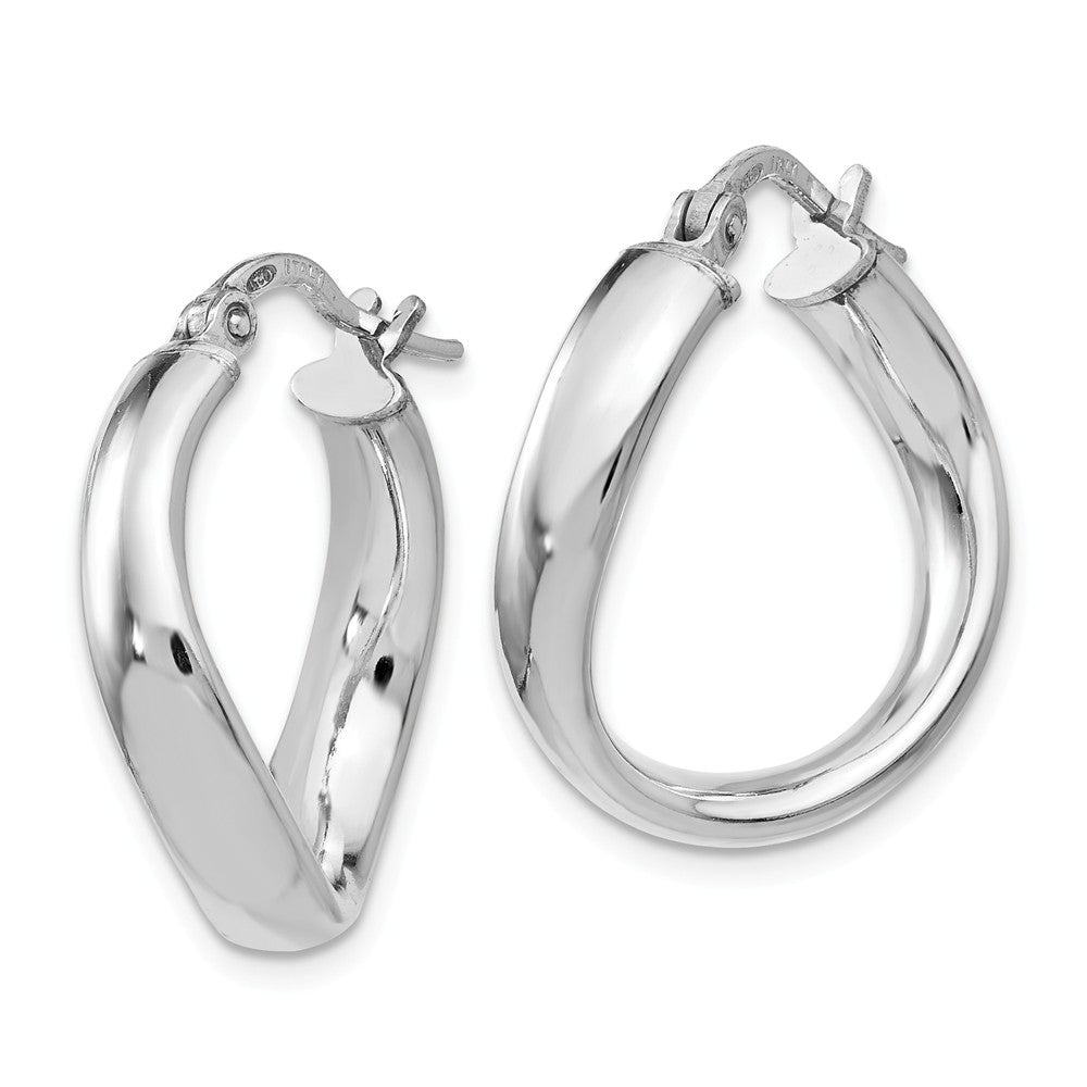 Alternate view of the 4mm Polished Freeform Hoop Earrings in Sterling Silver, 19mm (3/4 in) by The Black Bow Jewelry Co.