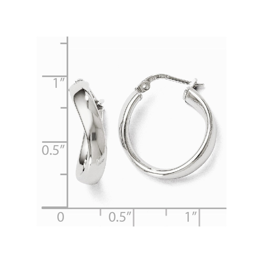 Alternate view of the 4mm Polished Freeform Hoop Earrings in Sterling Silver, 19mm (3/4 in) by The Black Bow Jewelry Co.