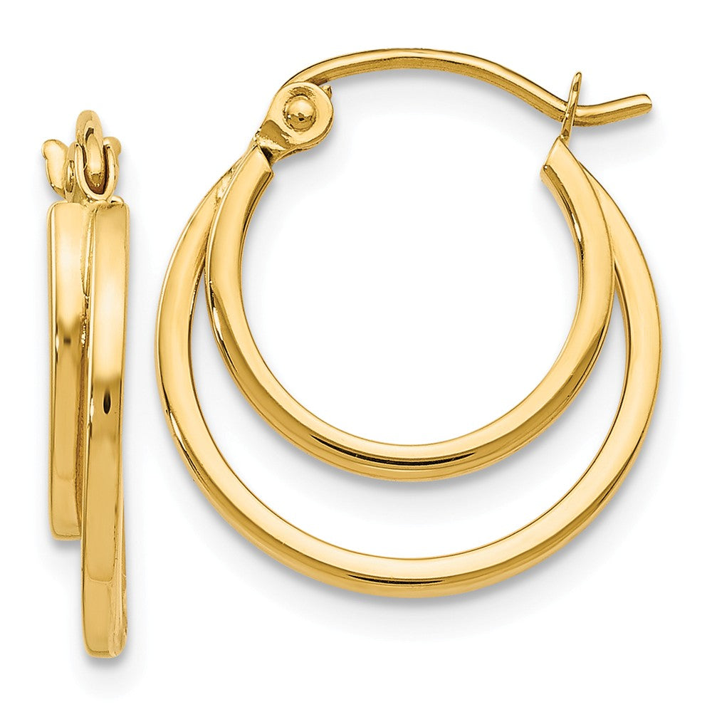 1mm Double Split Round Hoop Earrings in 14k Yellow Gold, 17mm (5/8 In), Item E12334 by The Black Bow Jewelry Co.