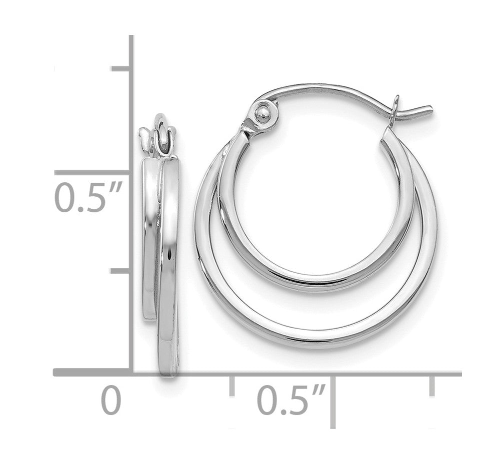 Alternate view of the 1mm Double Split Round Hoop Earrings in 14k White Gold, 17mm (5/8 In) by The Black Bow Jewelry Co.