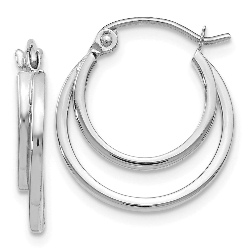 1mm Double Split Round Hoop Earrings in 14k White Gold, 17mm (5/8 In), Item E12335 by The Black Bow Jewelry Co.