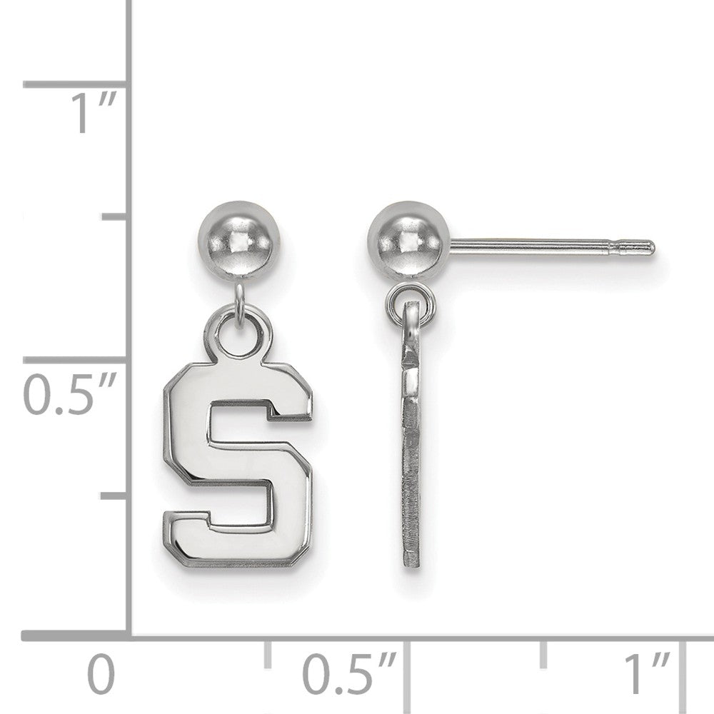 Alternate view of the Sterling Silver Michigan State University Ball Dangle Earrings by The Black Bow Jewelry Co.