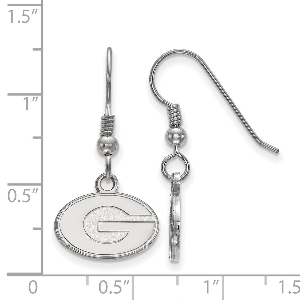 Alternate view of the Sterling Silver University of Georgia XS (Tiny) Dangle Wire Earrings by The Black Bow Jewelry Co.