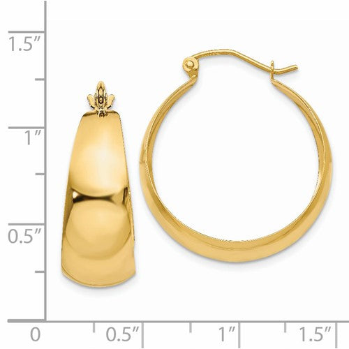 Alternate view of the 14k Yellow Gold Wide Tapered Round Hoop Earrings, 27mm (1 1/16 Inch) by The Black Bow Jewelry Co.