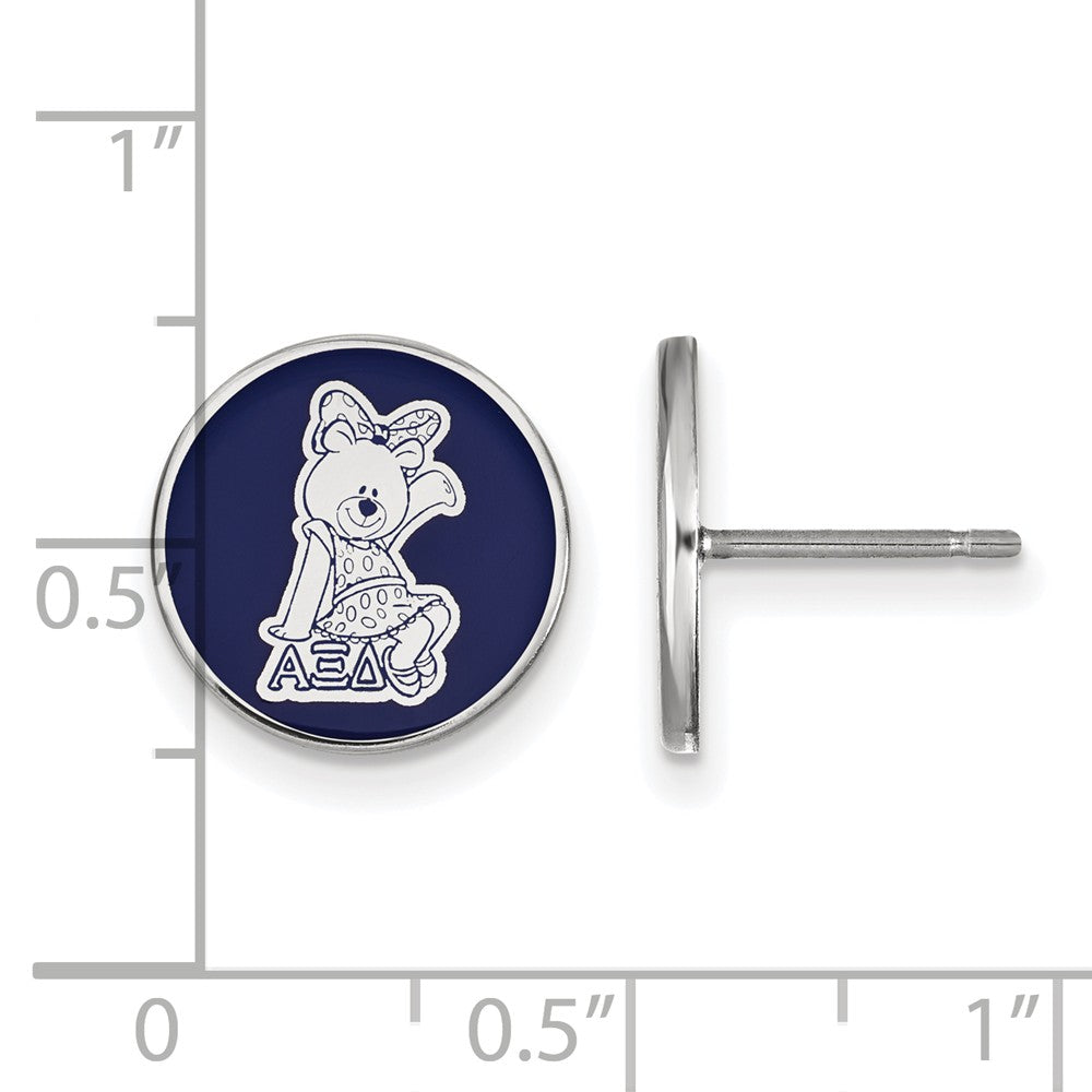 Alternate view of the Sterling Silver Alpha Xi Delta Enamel Mascot Post Earrings by The Black Bow Jewelry Co.