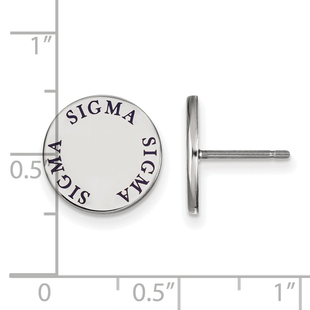 Alternate view of the Sterling Silver &amp; Enamel Sigma Sigma Sigma Post Earrings by The Black Bow Jewelry Co.