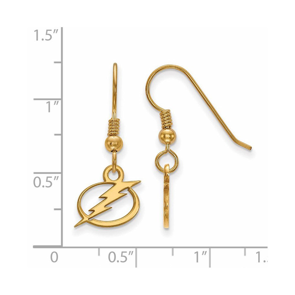 Alternate view of the SS 14k Yellow Gold Plated NHL Tampa Bay Lightning XS Dangle Earrings by The Black Bow Jewelry Co.