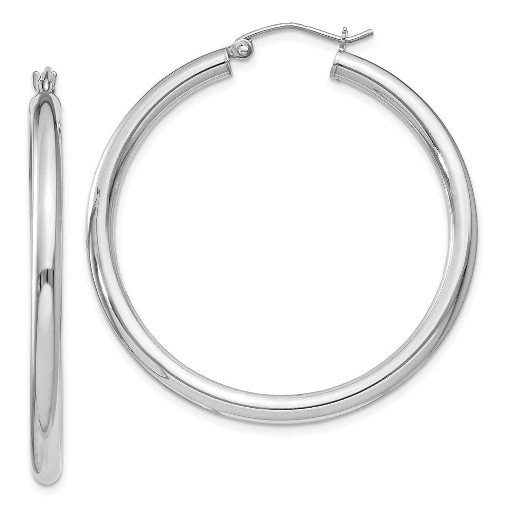 3mm, Sterling Silver, Classic Round Hoop Earrings - 40mm (1 1/2 Inch), Item E8865-40 by The Black Bow Jewelry Co.