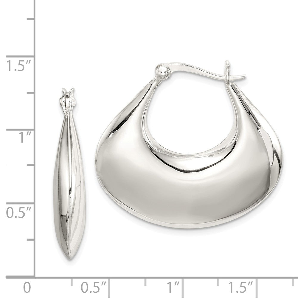 Alternate view of the Wide and Polished Puffed Round Hoop Earrings in Sterling Silver by The Black Bow Jewelry Co.