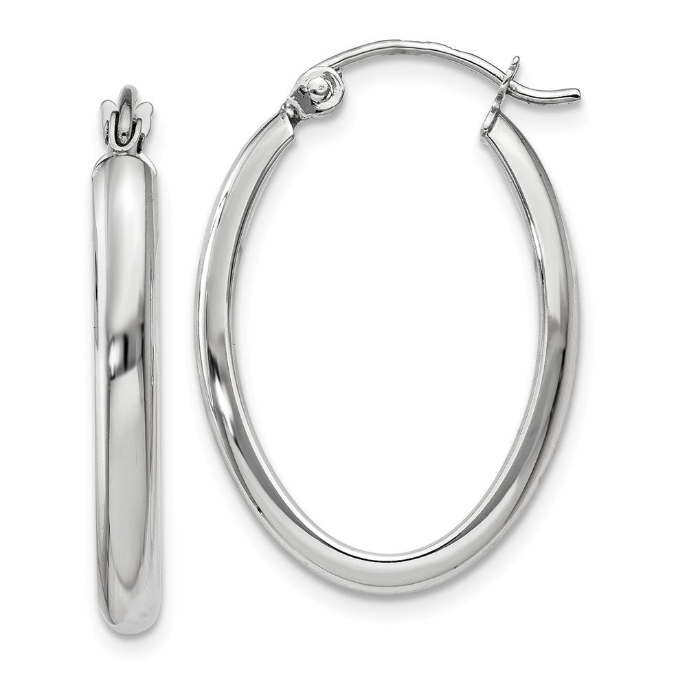 2.75mm, 14k White Gold Classic Oval Hoop Earrings, 22mm (7/8 Inch), Item E9728 by The Black Bow Jewelry Co.