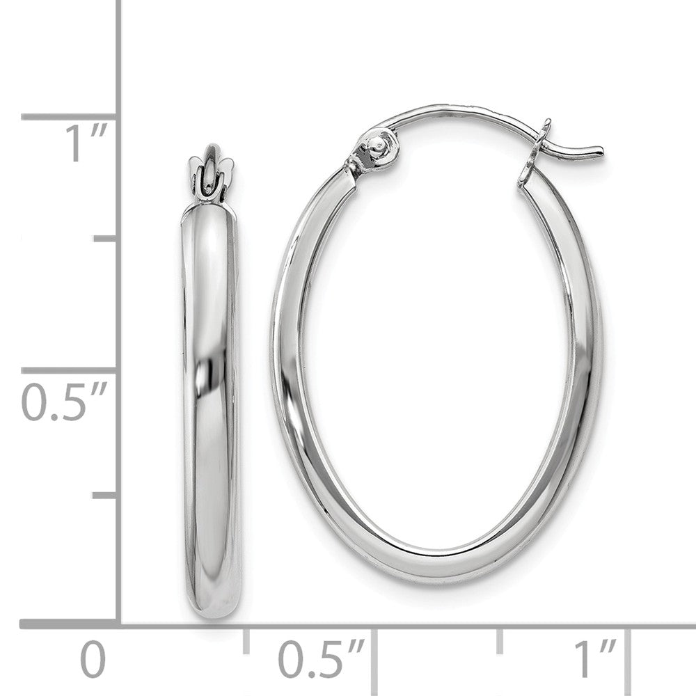 Alternate view of the 2.75mm, 14k White Gold Classic Oval Hoop Earrings, 22mm (7/8 Inch) by The Black Bow Jewelry Co.