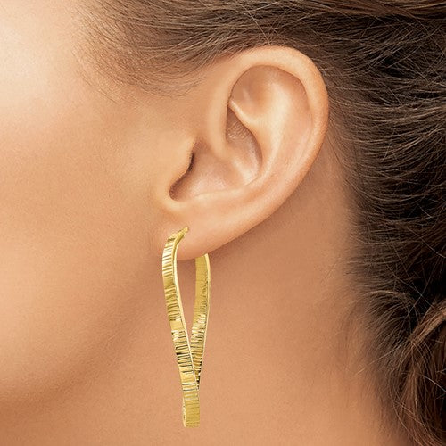 Alternate view of the 4mm, Textured Twisted Oval Hoops in 14k Yellow Gold, 60mm (2 3/8 Inch) by The Black Bow Jewelry Co.