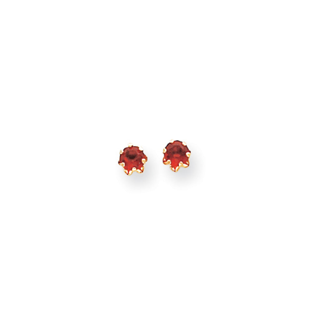 Kids 4mm Synthetic Garnet &amp; 14k Yellow Gold Screw Back Stud Earrings, Item E9996 by The Black Bow Jewelry Co.