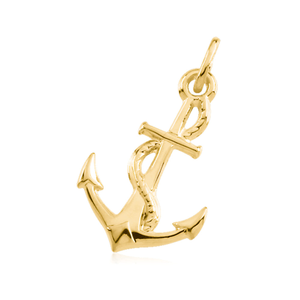 Anchor and Rope Pendant in 14K Yellow Gold, Item H8006-14KY by The Black Bow Jewelry Co.