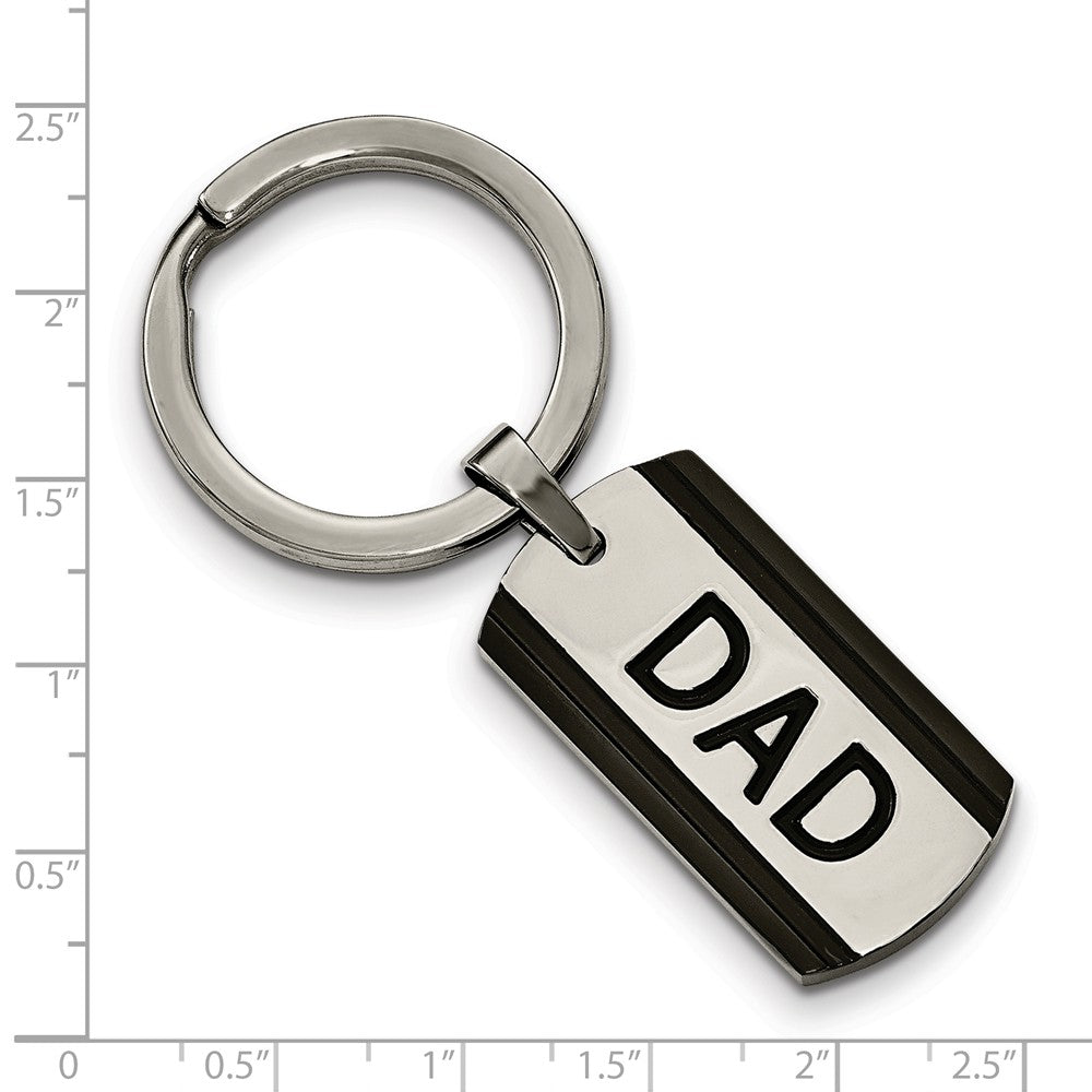 Alternate view of the Two-Tone DAD Dog Tag Key Chain in Stainless Steel by The Black Bow Jewelry Co.