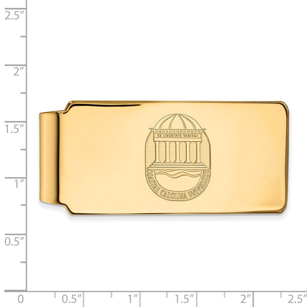 Alternate view of the 14k Gold Plated Silver Coastal Carolina U Crest Money Clip by The Black Bow Jewelry Co.