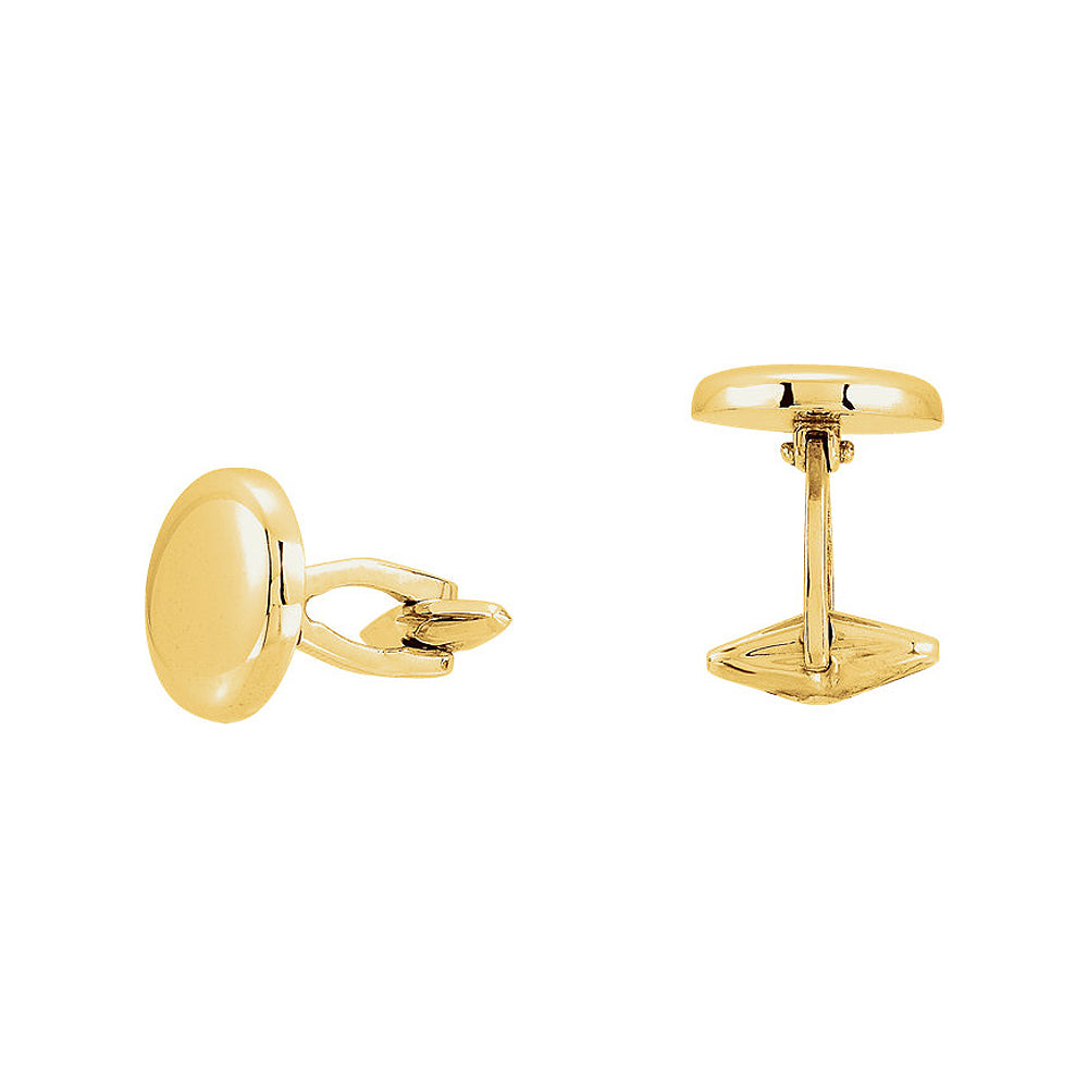 Men&#39;s 14k Yellow Gold 16mm Engravable Round Cuff Links, Item M8195 by The Black Bow Jewelry Co.