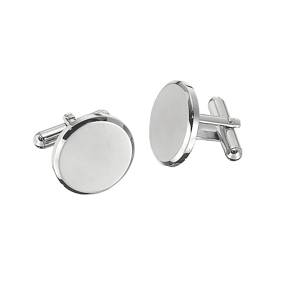 Men&#39;s Stainless Steel 18mm Classic Round Cuff Links, Item M8198 by The Black Bow Jewelry Co.