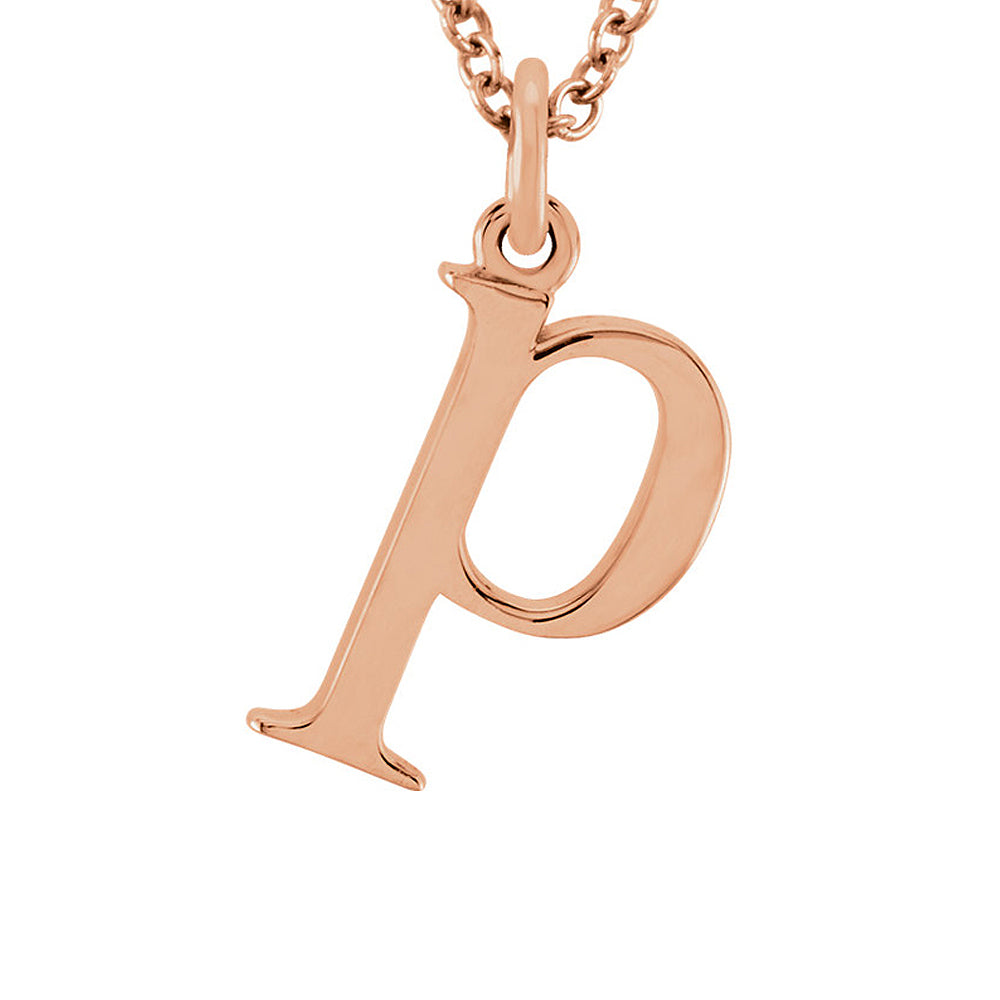 The Abbey Lower Case Initial &#39;p&#39; Necklace in 14k Rose Gold, 16 Inch, Item N10363-P by The Black Bow Jewelry Co.