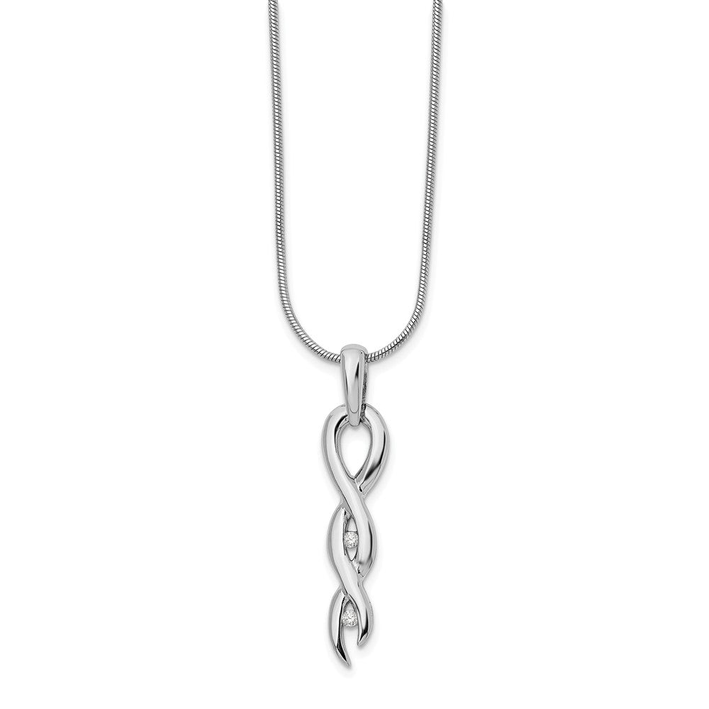 Diamond Twisted Vertical Necklace in Rhodium Plated Silver, 18-20 Inch, Item N10557 by The Black Bow Jewelry Co.