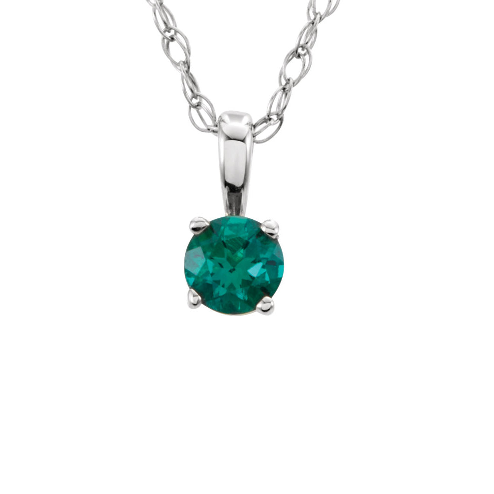 Lab-Created Emerald Pendant Necklace 1/8 ct tw Round 10K White Gold | Jared