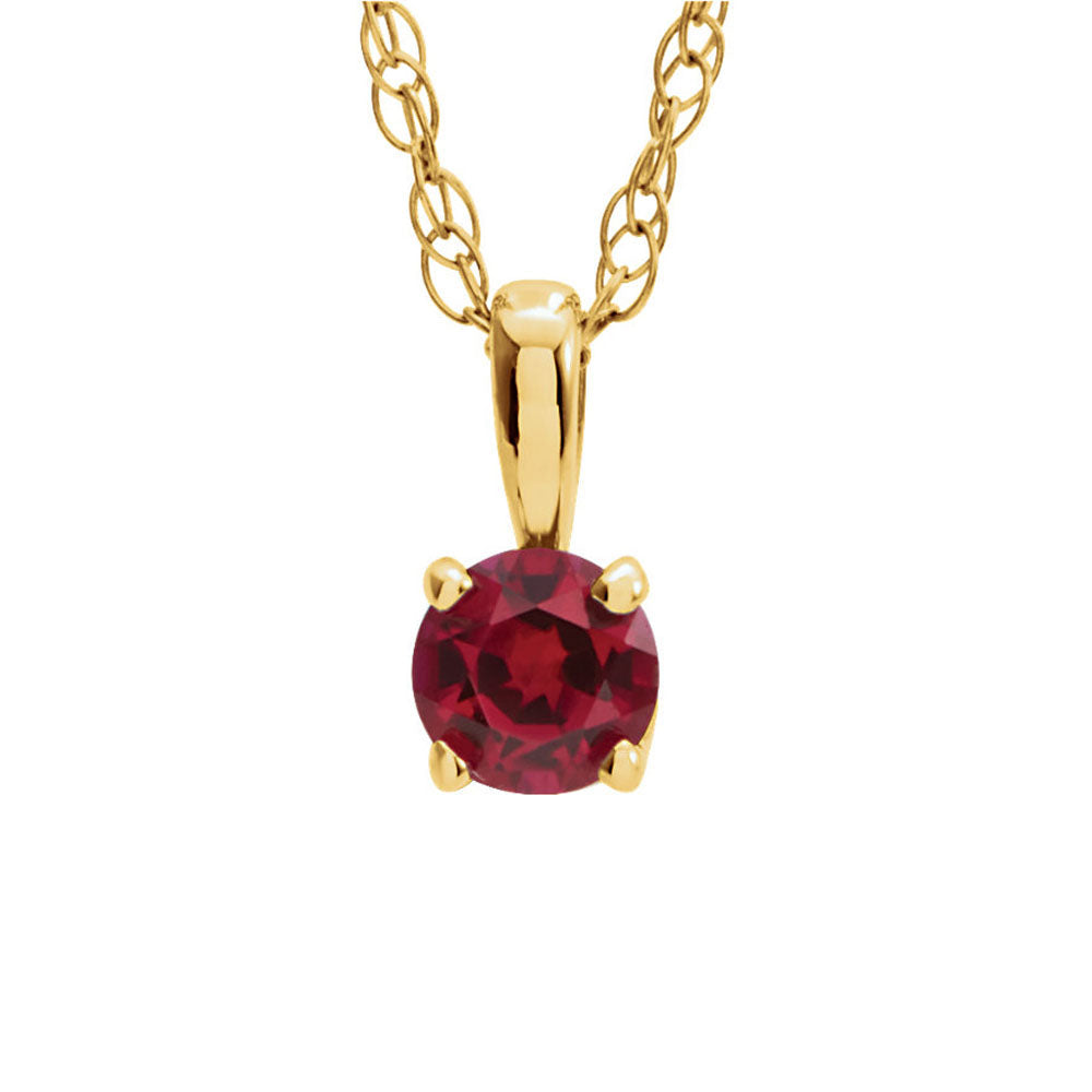 Youth 3mm Round Genuine Ruby Necklace in 14k Yellow Gold, 14 Inch, Item N10945 by The Black Bow Jewelry Co.