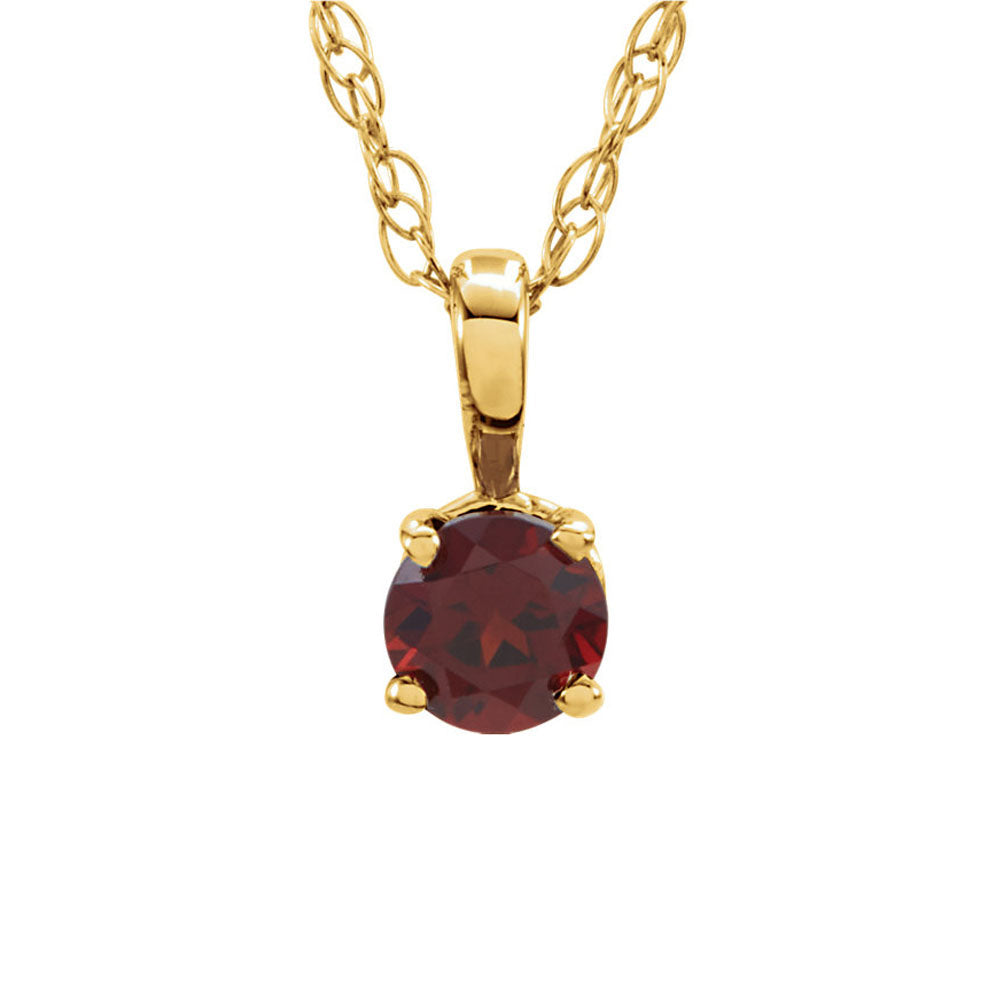 Youth 3mm Round Mozambique Garnet Necklace in 14k Yellow Gold, 14 Inch, Item N10950 by The Black Bow Jewelry Co.