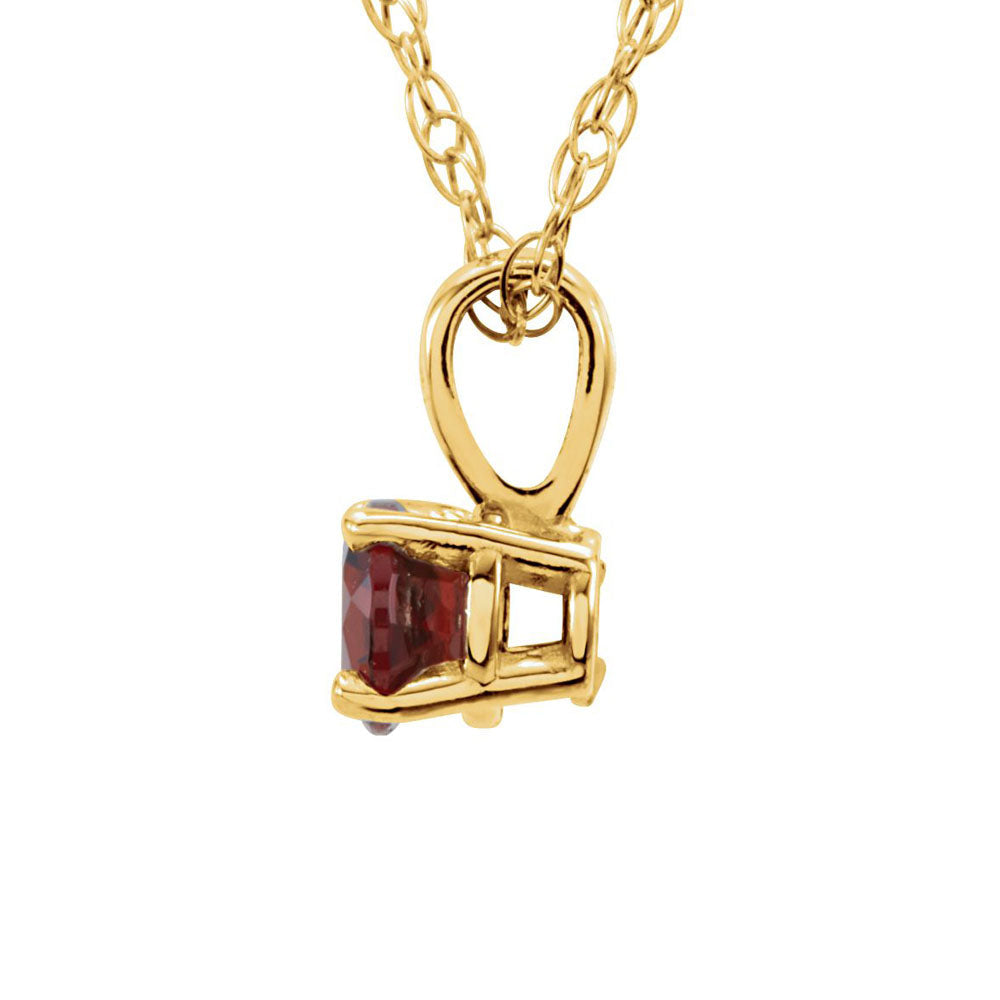 Alternate view of the Youth 3mm Round Mozambique Garnet Necklace in 14k Yellow Gold, 14 Inch by The Black Bow Jewelry Co.