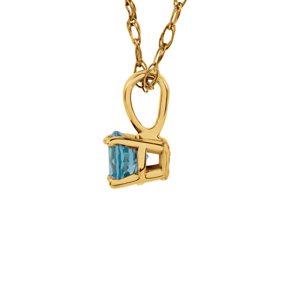 Alternate view of the Youth 3mm Round Swiss Blue Topaz Necklace in 14k Yellow Gold, 14 Inch by The Black Bow Jewelry Co.