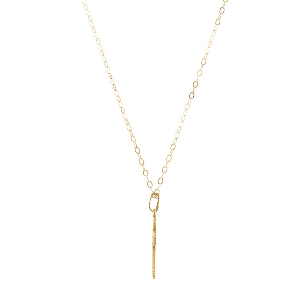 Alternate view of the Youth Fleur De Lis Cross Necklace in 14k Yellow Gold, 15 Inch by The Black Bow Jewelry Co.