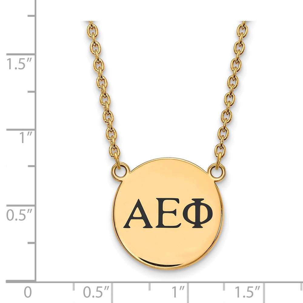 Alternate view of the 14K Plated Silver Alpha Epsilon Phi Small Enamel Greek Necklace by The Black Bow Jewelry Co.