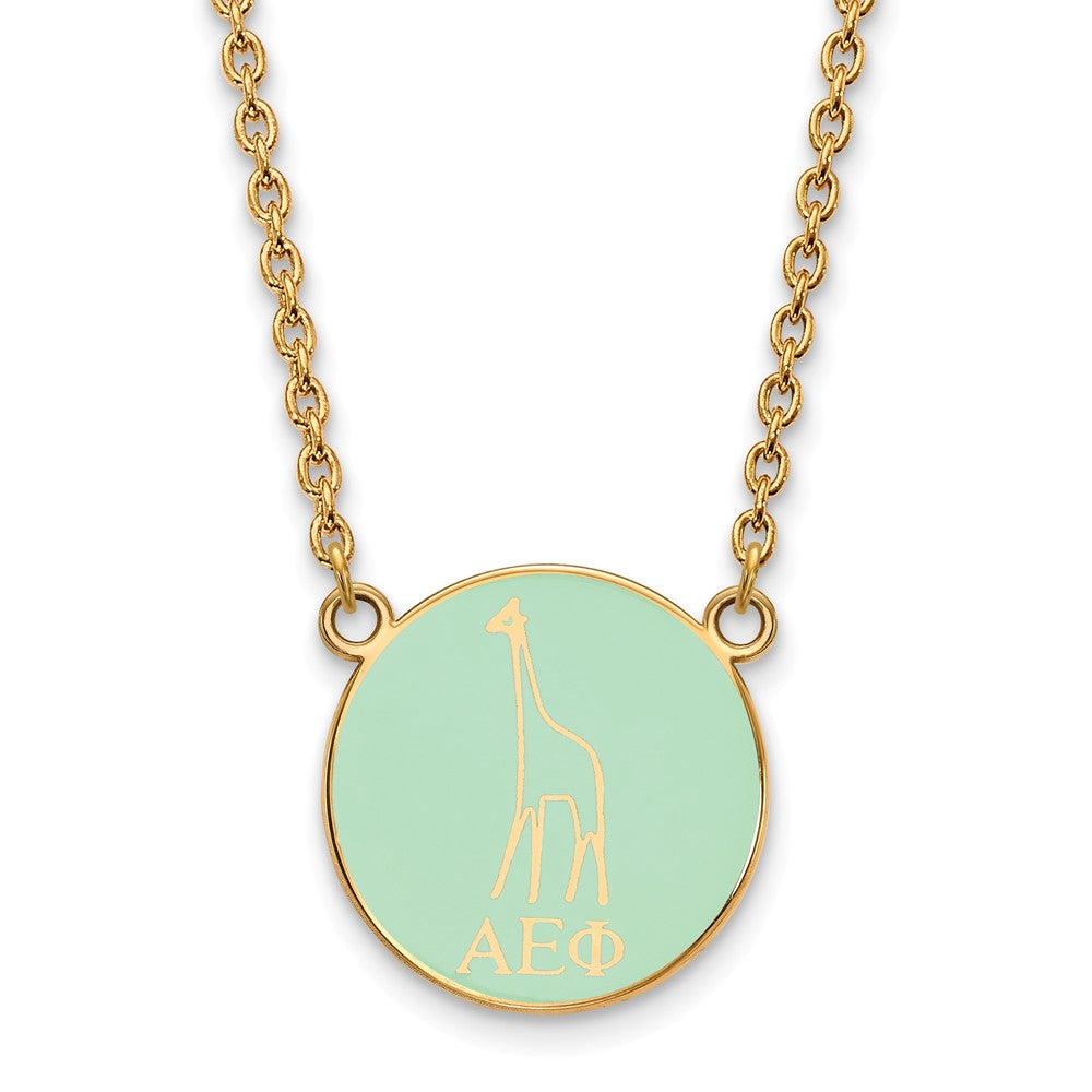 14K Plated Silver Alpha Epsilon Phi Small Enamel Necklace, Item N14598 by The Black Bow Jewelry Co.