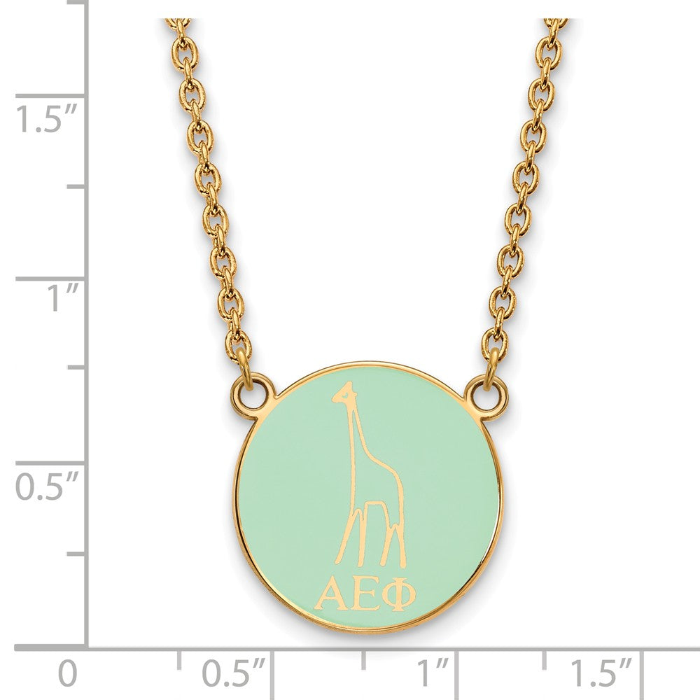 Alternate view of the 14K Plated Silver Alpha Epsilon Phi Small Enamel Necklace by The Black Bow Jewelry Co.