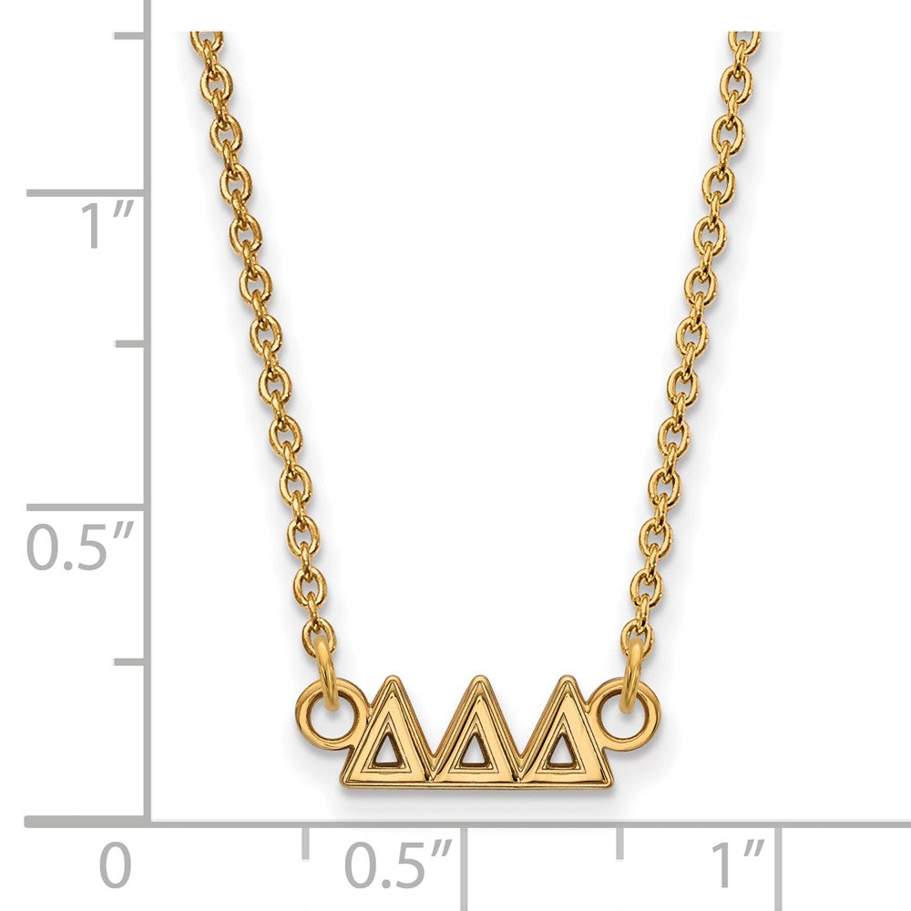 Alternate view of the 14K Plated Silver Delta Delta Delta XS (Tiny) Greek Letters Necklace by The Black Bow Jewelry Co.