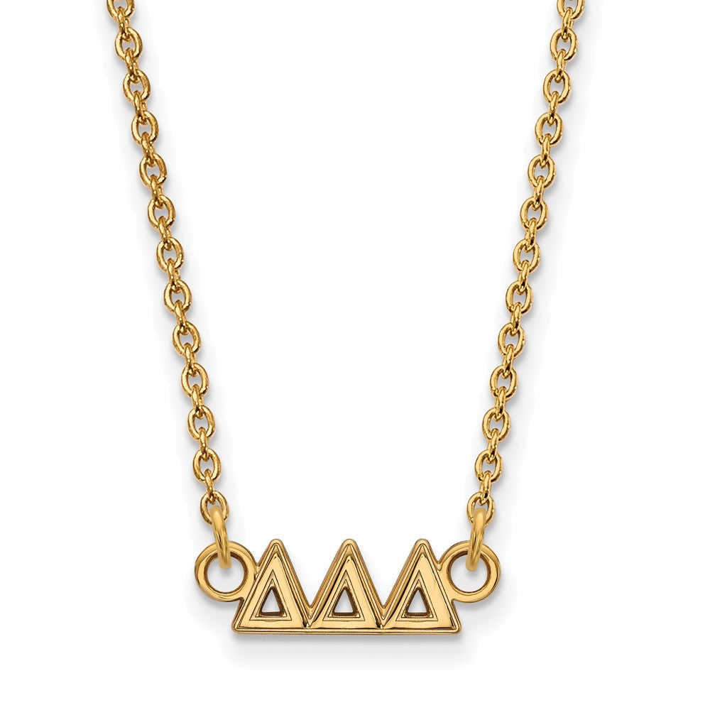 14K Plated Silver Delta Delta Delta XS (Tiny) Greek Letters Necklace, Item N15053 by The Black Bow Jewelry Co.