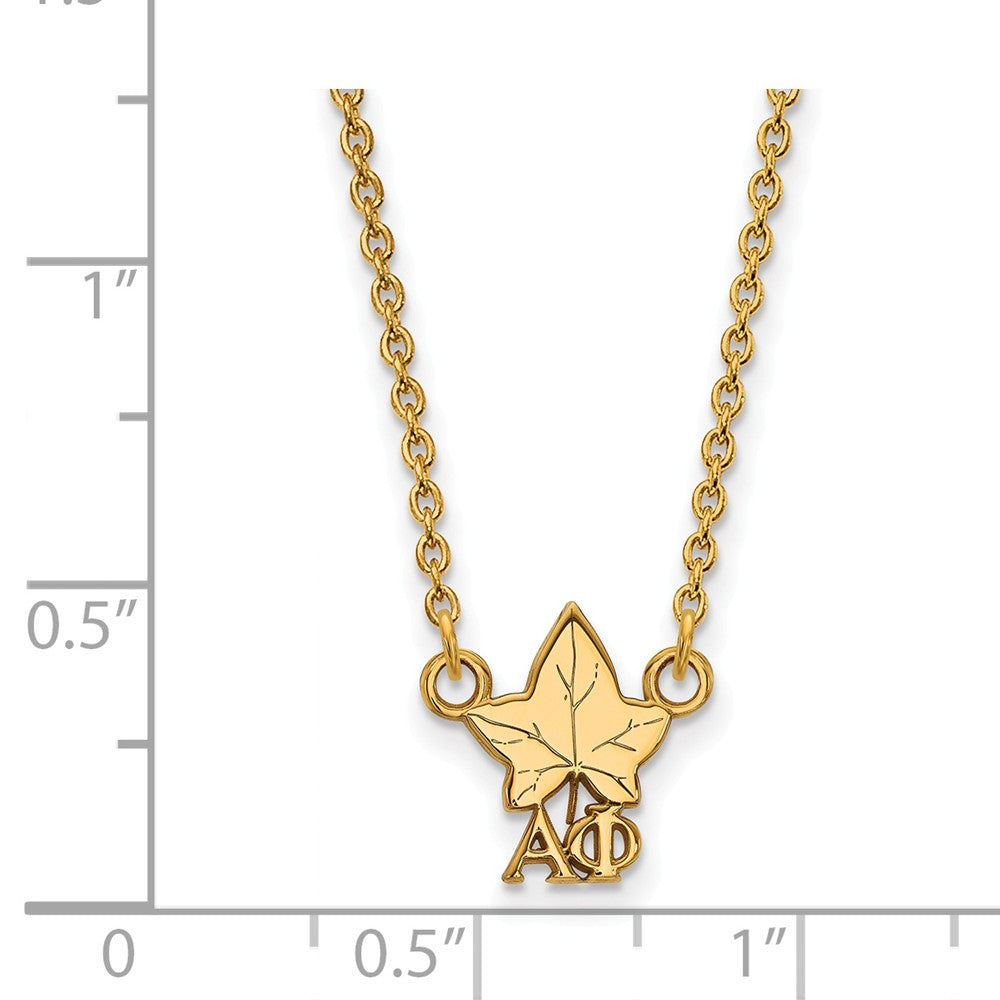 Alternate view of the 14K Plated Silver Alpha Phi XS (Tiny) Necklace by The Black Bow Jewelry Co.