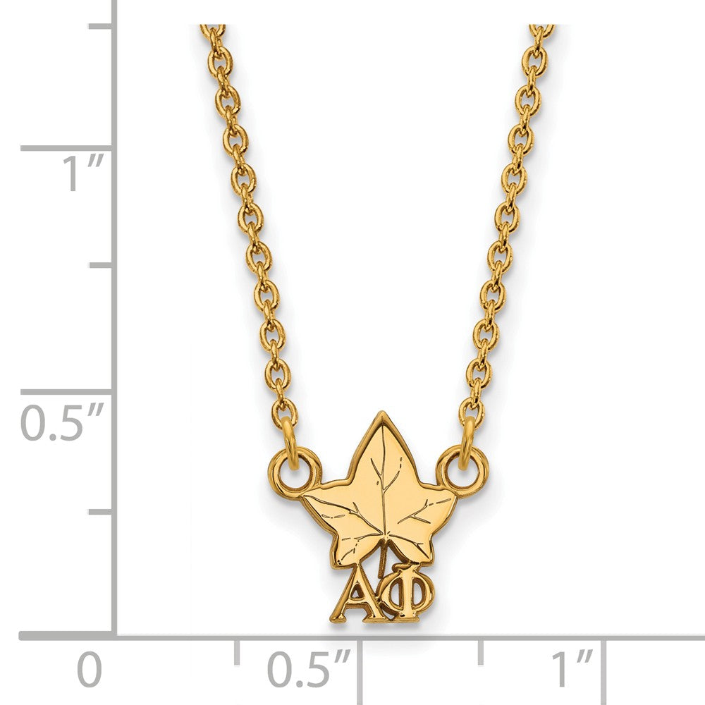 Alternate view of the 14K Plated Silver Alpha Phi XS (Tiny) Necklace by The Black Bow Jewelry Co.
