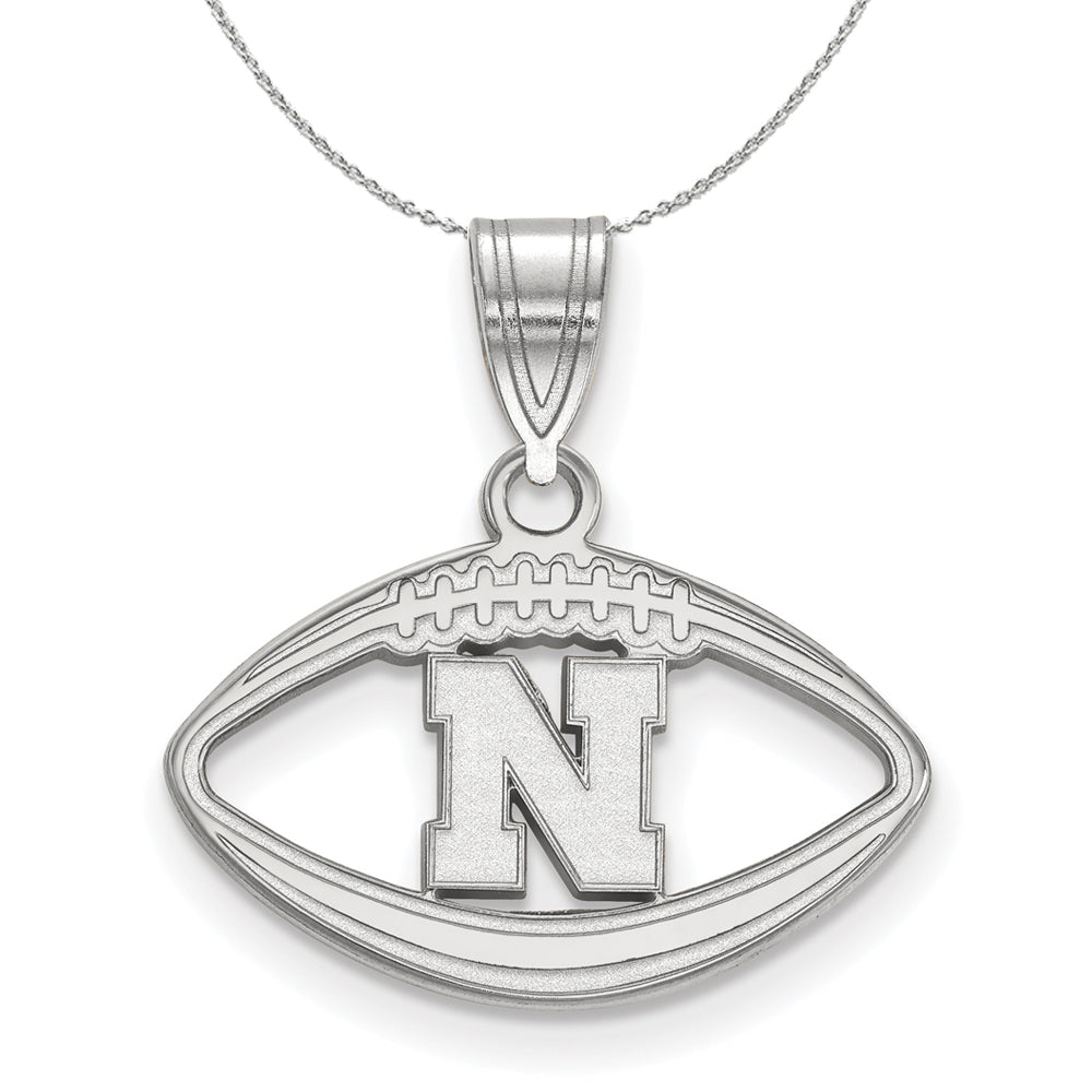 Sterling Silver U. of Nebraska Football Necklace, Item N17300 by The Black Bow Jewelry Co.