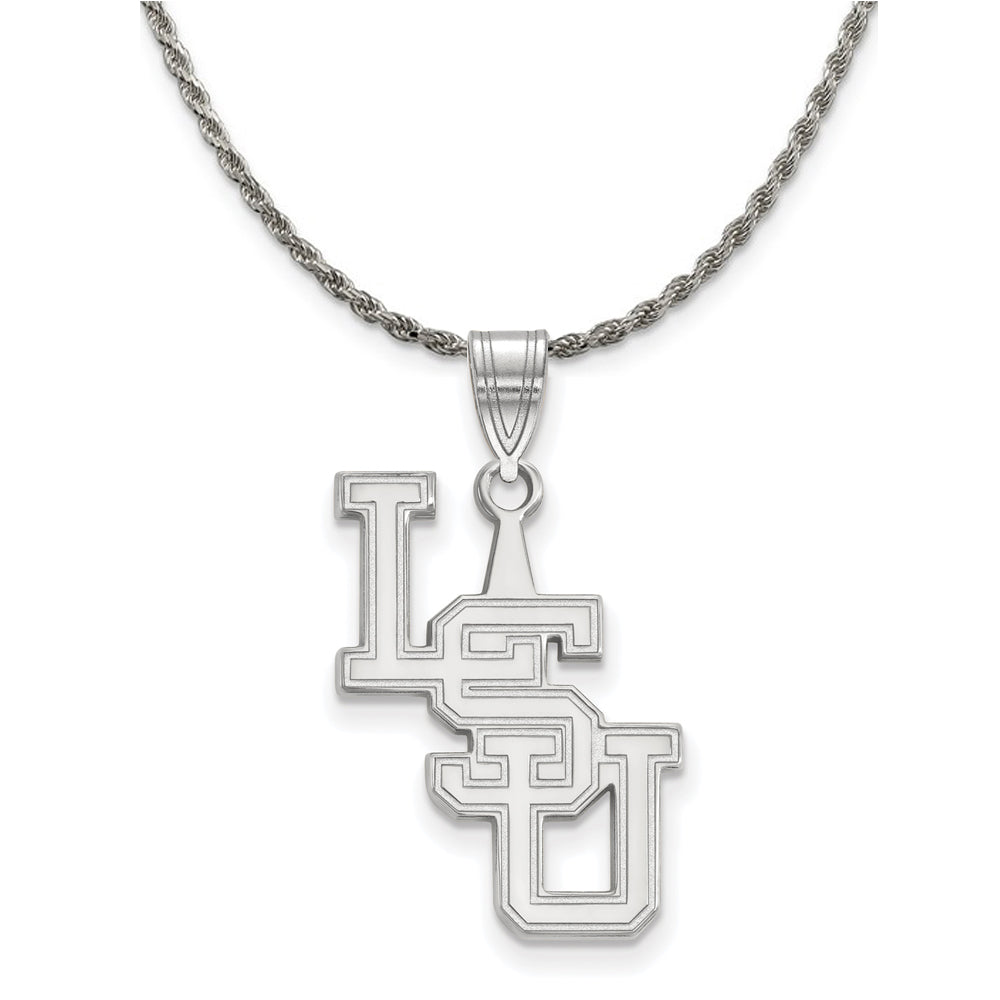Sterling Silver Louisiana State Large 'L S U' Pendant Necklace