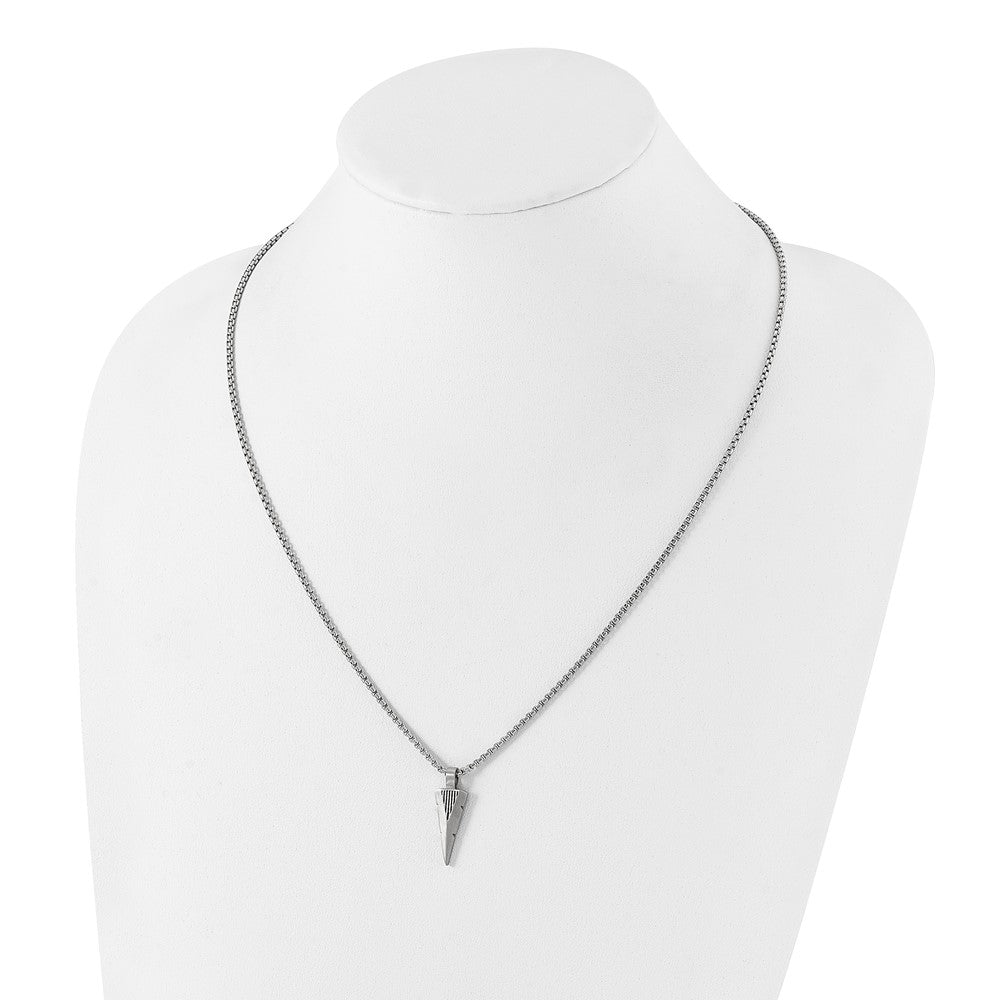 Alternate view of the Women&#39;s Stainless Steel Brushed Small Arrowhead Necklace, 22 Inch by The Black Bow Jewelry Co.