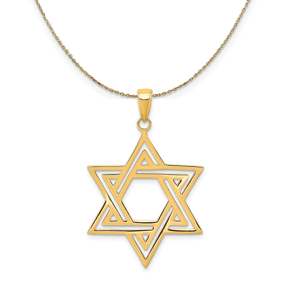 14k Yellow Gold Satin Star of David Necklace, Item N24868 by The Black Bow Jewelry Co.