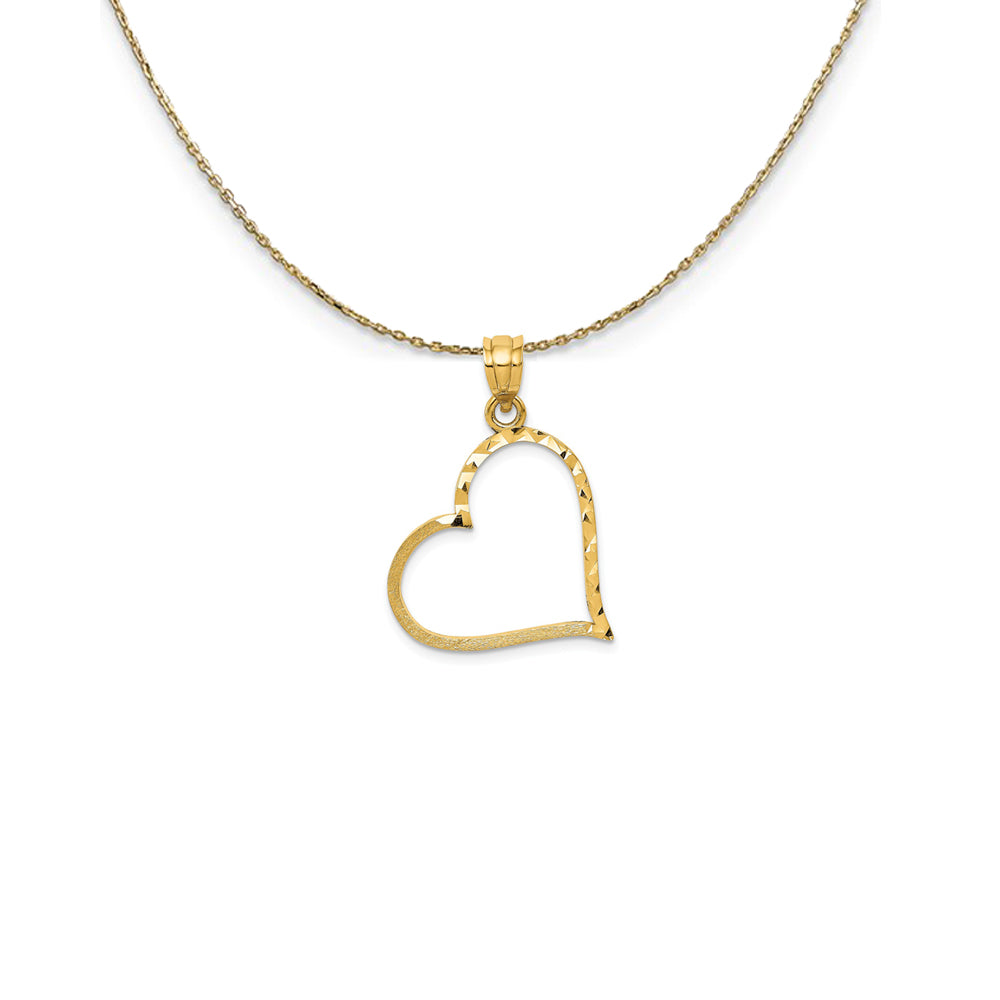 14k Yellow Gold Satin Finished Reversible Heart Necklace, Item N24972 by The Black Bow Jewelry Co.